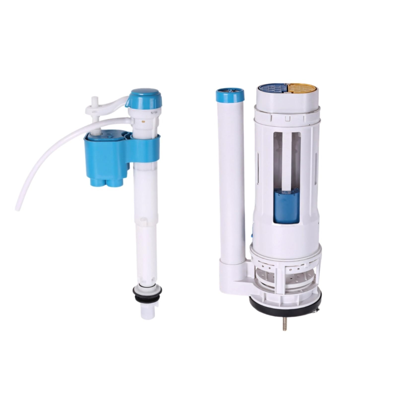 Kit di riparazione per serbatoio WC con valvola di riempimento e doppia valvola di scarico, set di ricambio universale con pulsante cromato per aggiornamenti del bagno