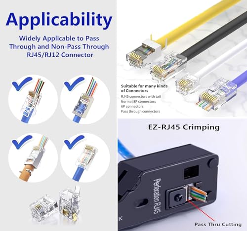 Image of SmartTech Cat7 / Cat5 Crimping PassThrough Tool Kit With Wire Stripper Cutter for Network RJ45 Ethernet LAN Cable Compatible With Connectors Cat5 Cat5e Cat6 Cat6A Cat7 and RJ11 RJ12 Telephone Cable