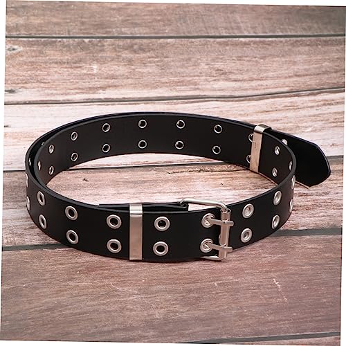 LIFKOME Punk Style PU Waist Belt with Double Rows Holes Pin Buckle for Women and Men Accessory3