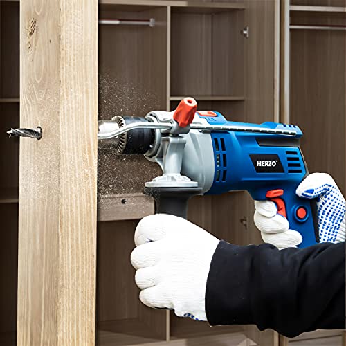 Hammer Drill Herzo Corded Impact Drill 7 Amp 1/2 Inch 2700 Rpm,360° Rotatable Handle For Wood,Plastic,Steel #TOP7