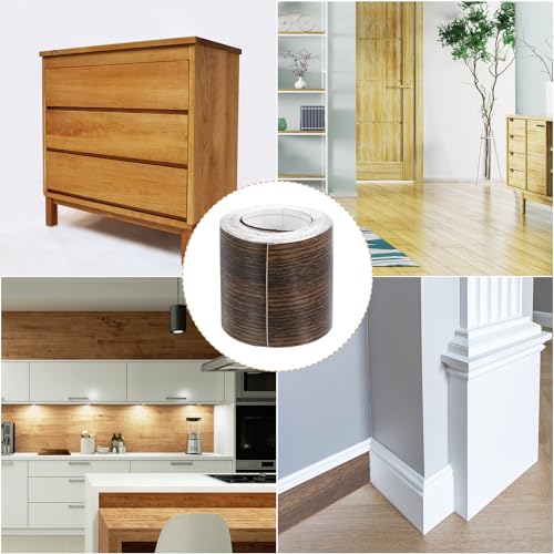 Image of uxcell 1 Roll Wood Grain Tape, 2.36 inch x 26 Ft Realistic Textured Repair Tape Self Adhesive Wood Textured Patch for Floor Wall Door Table Cabinets Desk Furniture Home Decor(Brown)