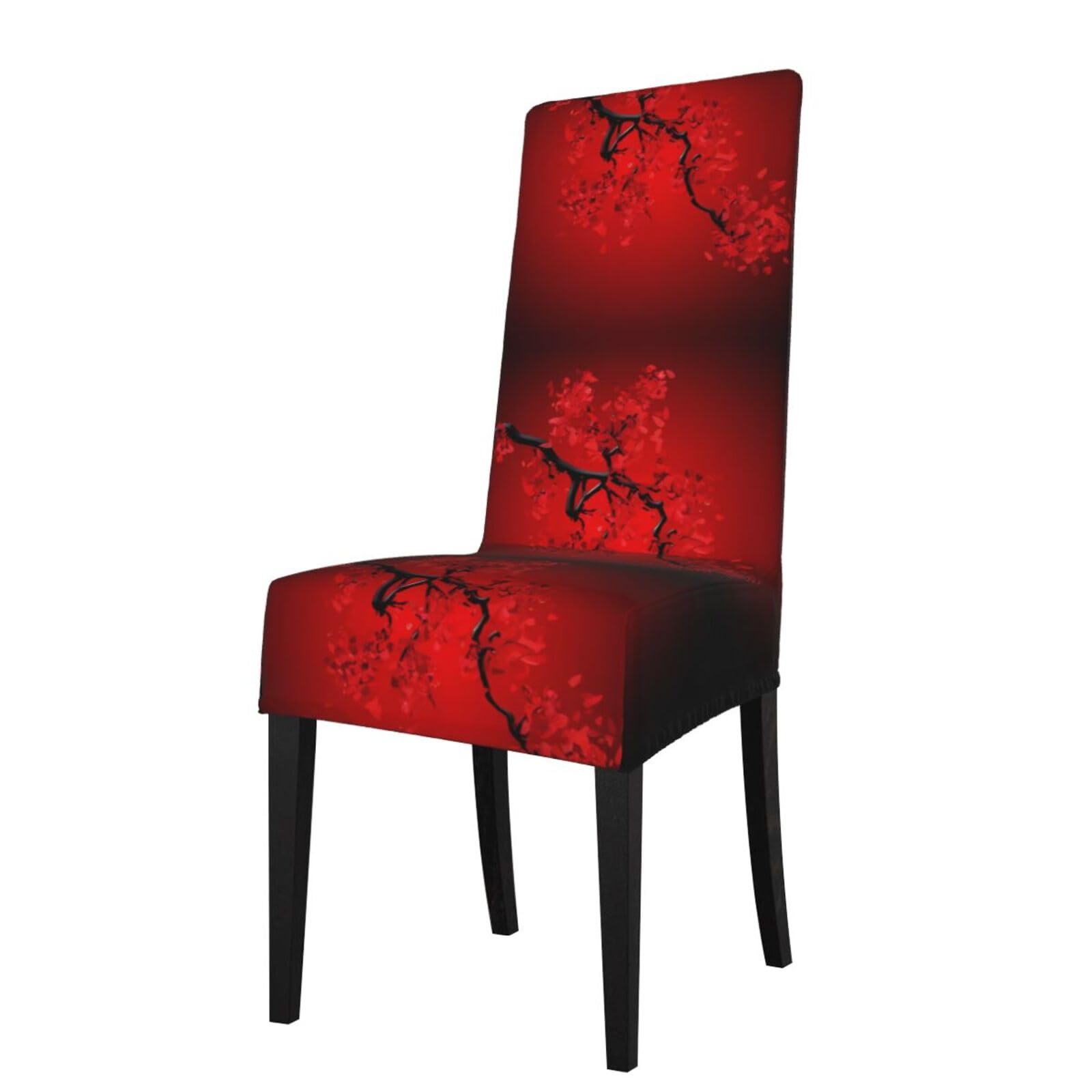 YYHWHJDE Red Cherry Blossom Prints Protection Cover for Dining Chair – Stretchable Slipcovers for a Refreshing Dining Room Makeover