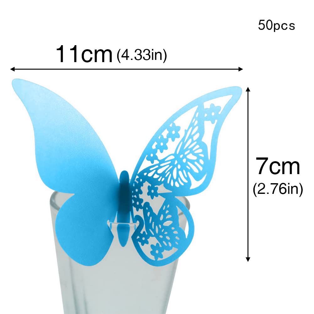 Eforcase 50PCS Butterfly Table Number Place Card Name Card Wine Glass Charms Markers Wine Cup Card Decoration Paper Cup Card Hollow Out Design Design for Wedding Decoration Drink Glass Identifiers
