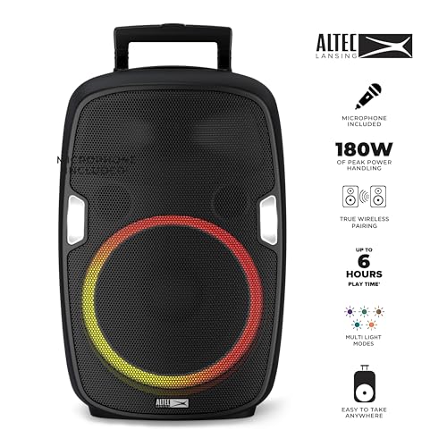 Image of Altec Lansing - Bluetooth Speaker, Wireless Trolley with Microphone, Rechargeable Party Speaker with LED Lights, Karaoke DJ Input and USB Charger