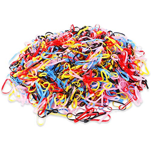 1000PCS Rubber Elastic Hair Ties, Elastic Hair Tie-Diameter in Around 20mm, Durable Cute Hair Bands for Little Baby Girls Hair by XieNie(Multicolor)