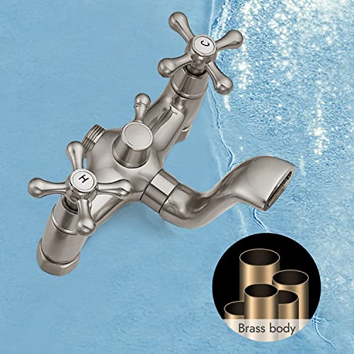 Robinet debout baignoire au sol bronze avec spray main LWX - 8