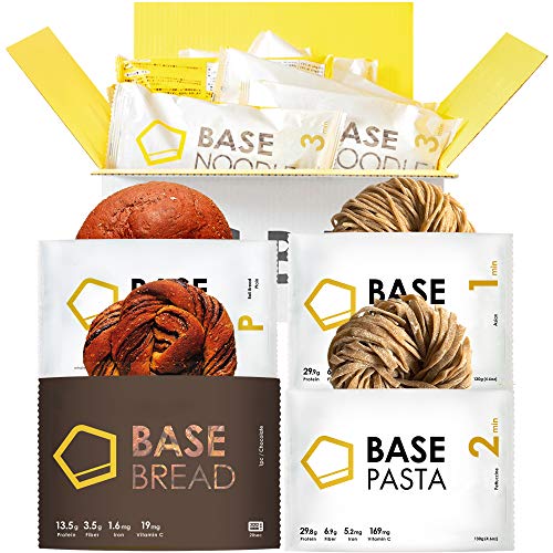 BASE BREAD ベースフード 完全食 スタートセット 完全栄養食 食物繊維 (フェットチーネ2食 アジアン2食 プレーン4個 チョコレート4個)