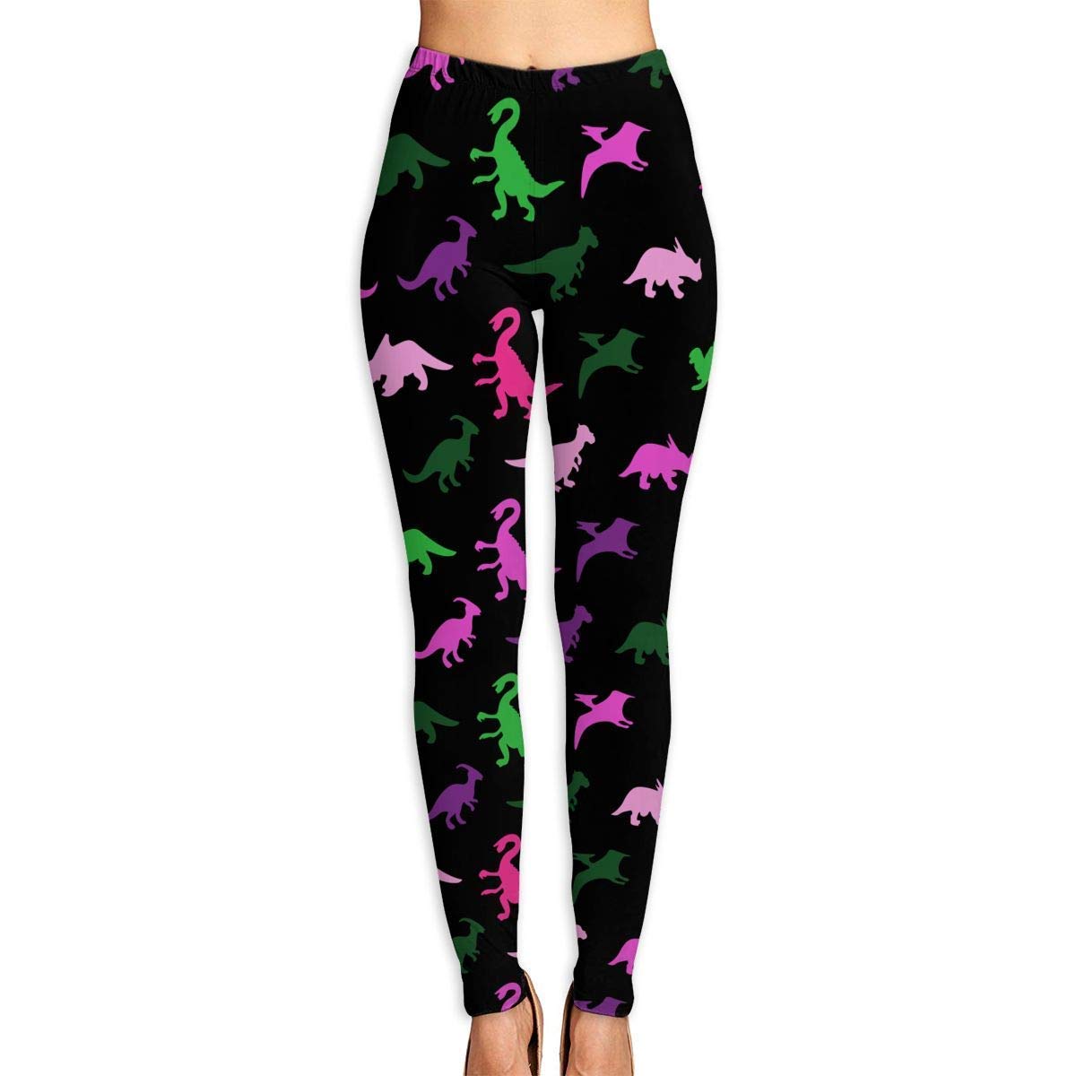 Yoga Pants Workout Leggings Colorful Dinosaurs Animal Womens