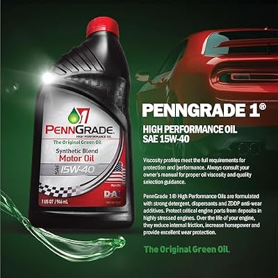 PENN GRADE 1, 71586, Synthetic Blend High Performance Oil SAE 15W-40, 1 Quart (12 Pack)