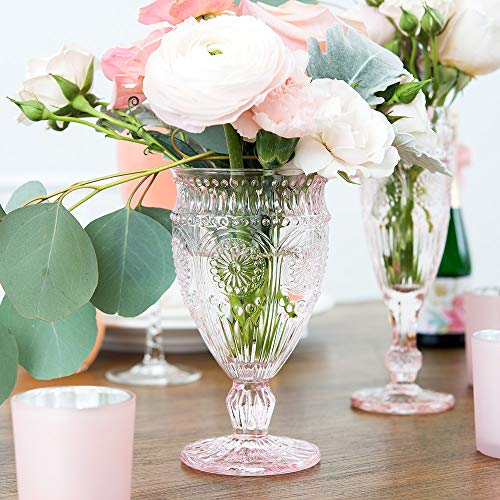 Weddingstar Vintage Inspired Pressed Glass Goblet, Blush Pink #TOP2