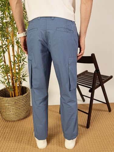 Image of Thomas Scott Men's | Solid | Light Weight | Breathable Fabric | 2 Zipper Pockets | Mid Rise | Regular Fit | Cotton Blend | Button Waist | Chino Trouser | Pants