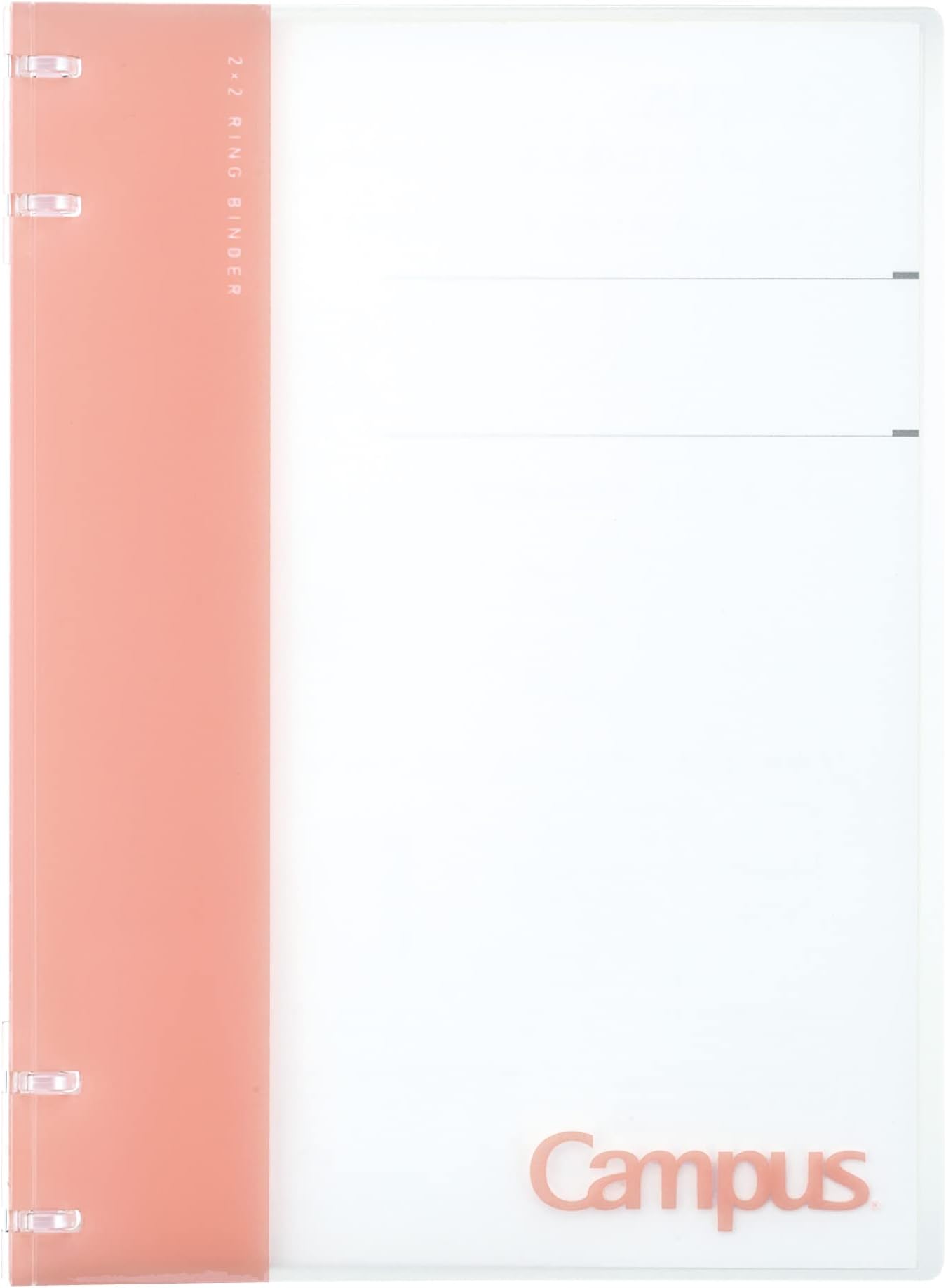 Campus Refillable Notebook, B5 2x2 Slim Ring Binder Notebook with Customizable Title Page, 40 Sheets Capacity. Suitable for 26 Holes Loose Leaf Paper, Pink (RU-NP704P)