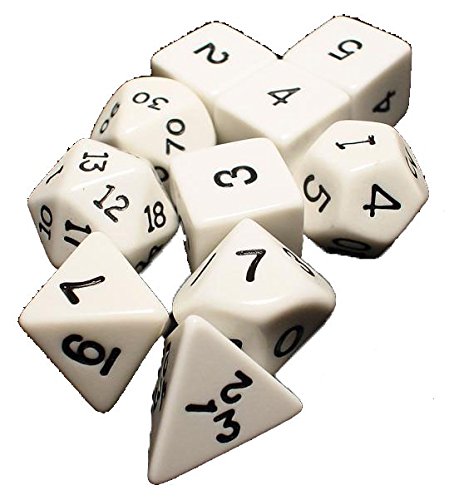White Opaque Polyhedral Dice Set 10pc Set in Tube