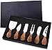 Set di 6 coltelli da formaggio, in acciaio inox, con manici in legno di teak, coltelli da formaggio, set regalo