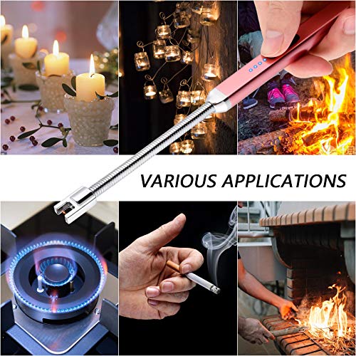 MEIRUBY Lighter Electric Lighter Candle Lighter Rechargeable USB Lighter Arc Lighters for Candle Camping BBQ (Rose Gold)