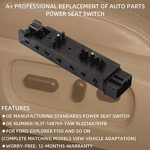 Dasbecan Left Driver Side Adjustment Power Seat Switch Compatible With Ford 2006-2019 Lincoln 2006-2019 Mercury 2006-2011 Replace# 9L3T-14B709-Faw 9L3Z-14A701-Fb #TOP1
