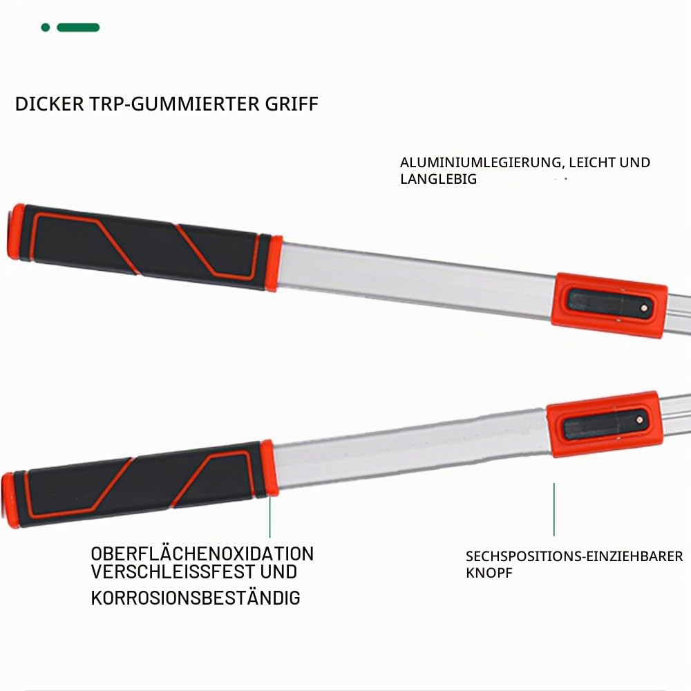 NEWFUN Astschere Teleskop, Grifflänge 65-100 CM, Hochleistungs-Astschneider mit Arbeitssparender Getriebestruktur, Scharfe SK-5-Kohlenstoffstahlklinge, Rutschfester Griff