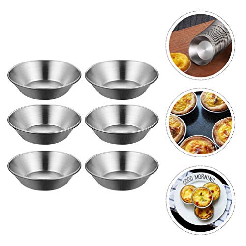 Doitool Cupcake Mold 6Pcs Egg Tart Mold Stainless Steel Cupcake Baking Mold Reusable Metal Muffin Baking Cups Fruit Tart Molds Tartlets Pie Pans Tins Pens Cake Pan Mold #TOP2