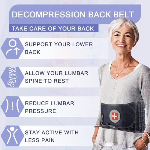 Image of Decompression Belt Inflatable Lumbar Support for Lower Back Pain Relief - Inflated Back Reliever with Electric Pump, One Size Fits 29-49 Waist. (Blue Belt)