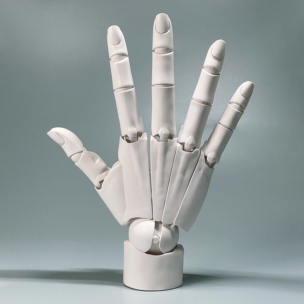 1:1 Flexible Right Hand Model, Joints Moveable Artists Manikin Hand Figure for Arts Drawing Sketching Painting Jewelry Display (White, one Size)