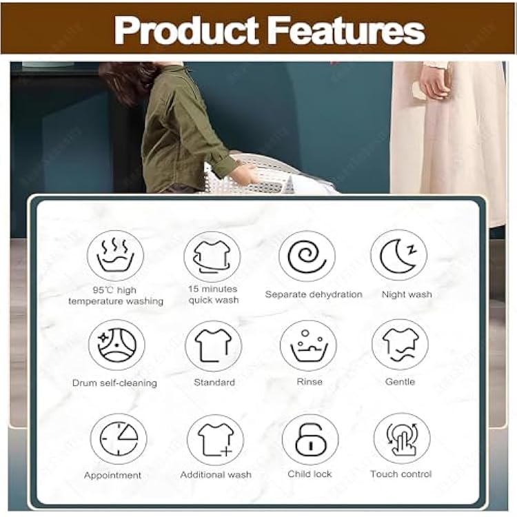 Portable Clothes Washing Machines Wall Mounted Mini Washing Machine Portable Fully Automatic Front Drum Washing Machine Washing Capacity 3kg for Bathroom LightGreen