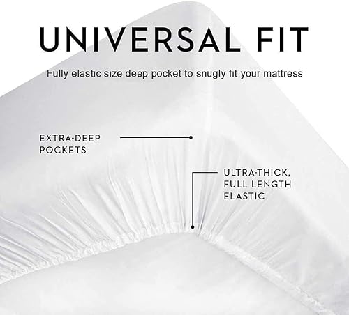 Miniatura 80 de Sábanas de lujo de 800 hilos tamaño Queen - Sábanas de tejido de satén blanco hotel, 100% algodón egipcio, sábana de 4 piezas, se adapta a bolsillo