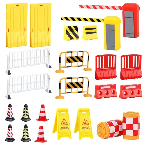 KRISFD Mini Barricada De Tráfico Juguetes De Tráfico 24 Piezas Conos De Tráfico Juguete Juguetes Emblema Las Señales De Tráfico Miniatura Señales De Trafico Juguetes Educativos para Niños