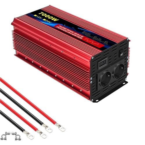 DZSYOHFS Inversor Inversor De Onda Sinusoidal Pura CC 12 V/24 V A CA 220 V 50 Hz Adaptador/Cargador/convertidor Enchufe De La UE. Inversor Onda Pura(24V 7000W EU)