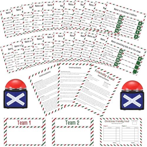 Syhood Christmas Friendly Feud Card Game with 2 Answer Buzzers, Xmas Family Trivia Quiz Game Night, Fun Party Activities for Adults, Office, Classroom, Large Group and Team Building by Syhood - Used condition - US$12.66