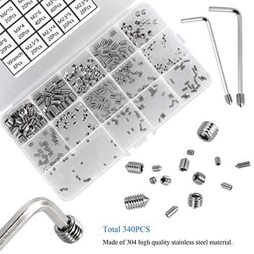 image for HanTof 340Pcs Metric M2.5/M3/M4/M5/M6/M8 304 Stainless Steel Allen Hea