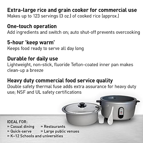 Image of Panasonic Commercial Electric Rice Cooker, 120V Extra-Large Capacity 60-Cup (Cooked), 30-Cup (Uncooked) with One-Touch Operation - SR-GA541FH - Silver