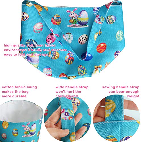 image for Fancymall Easter Bunny Bags Easter Eggs Hunt Baskets for Kids with Han