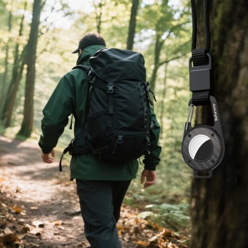 Metal Keychain Holder Compatible with Apple AirTag - Premium Leather & Carbon Fiber Case with Secure Locking Carabiner | Anti-Loss Key Ring for Car Keys, Luggage, Backpack, Pets, Travel - Image 5