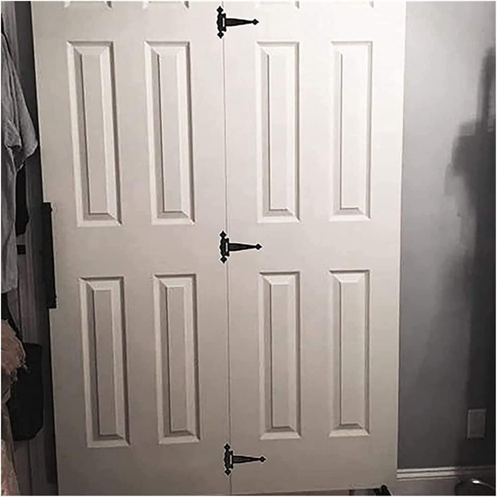 Heavy Duty Door Hinge 6" T-Decorative Hinge Rustproof Iron Lace Lightweight Slotted Black Hinge 4pcs Hinges
