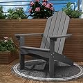 LUE BONA HDPS Adirondack Chairs, 1 Chair, Long-Lasting All-Season Outdoor Patio, Hidden Cup Holder, 350 LBS, Dark Gray