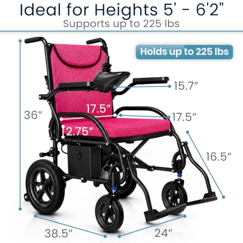 Image of Vive Ultra Lightweight Electric Wheelchair for Adults - Foldable Power Wheel Chair - Collapsible, Folding, Ultralight, Motorized, Light Weight Travel Senior Folding Mobility Aid - Weighs Just 39 lbs