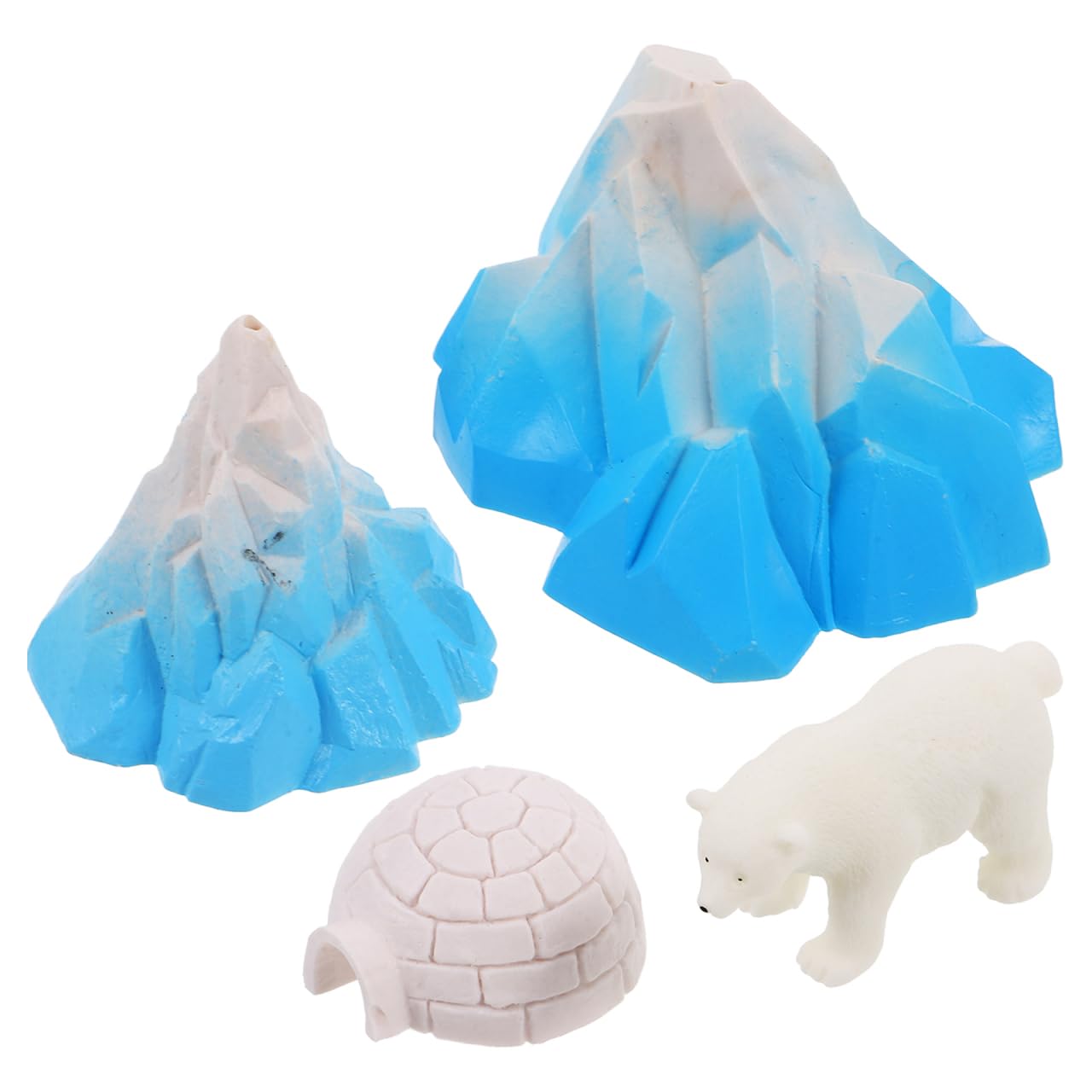 Warmhm 4pcs Lifelike Mini Igloo House Model with Polar Bear Figurines Realistic Snow Structure Decor for Dioramas Desk Display and Cake Decoration Arctic Animal for Boys