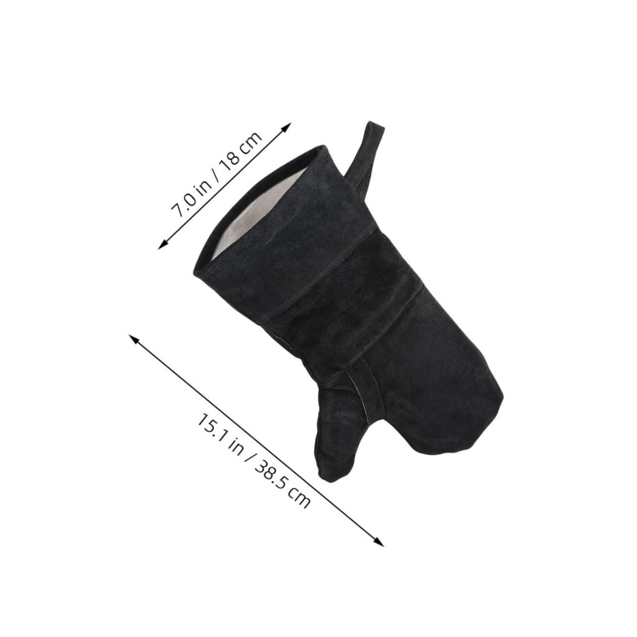 Guanti da Forno per Dita Neri 3 Pezzi in Pelle Bovina | Fodera in Cotone, Resistenti al Calore per Cucina e Stufa, Facili da Pulire