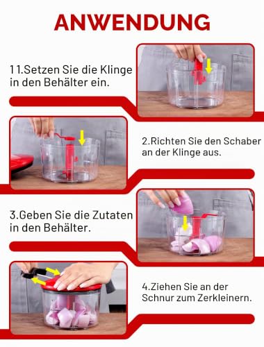 GDL Zwiebelschneider mit Seilzug,800ML Zwiebel Zerkleinerer Gemüseschneider – Ansicht 8