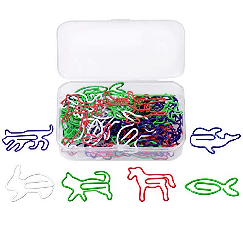 TONGXU Clips de papel con forma de animal en caja de regalo plateada y caja de regalo ideal para coleccionistas de clips de papel o amantes de los animales del zoo