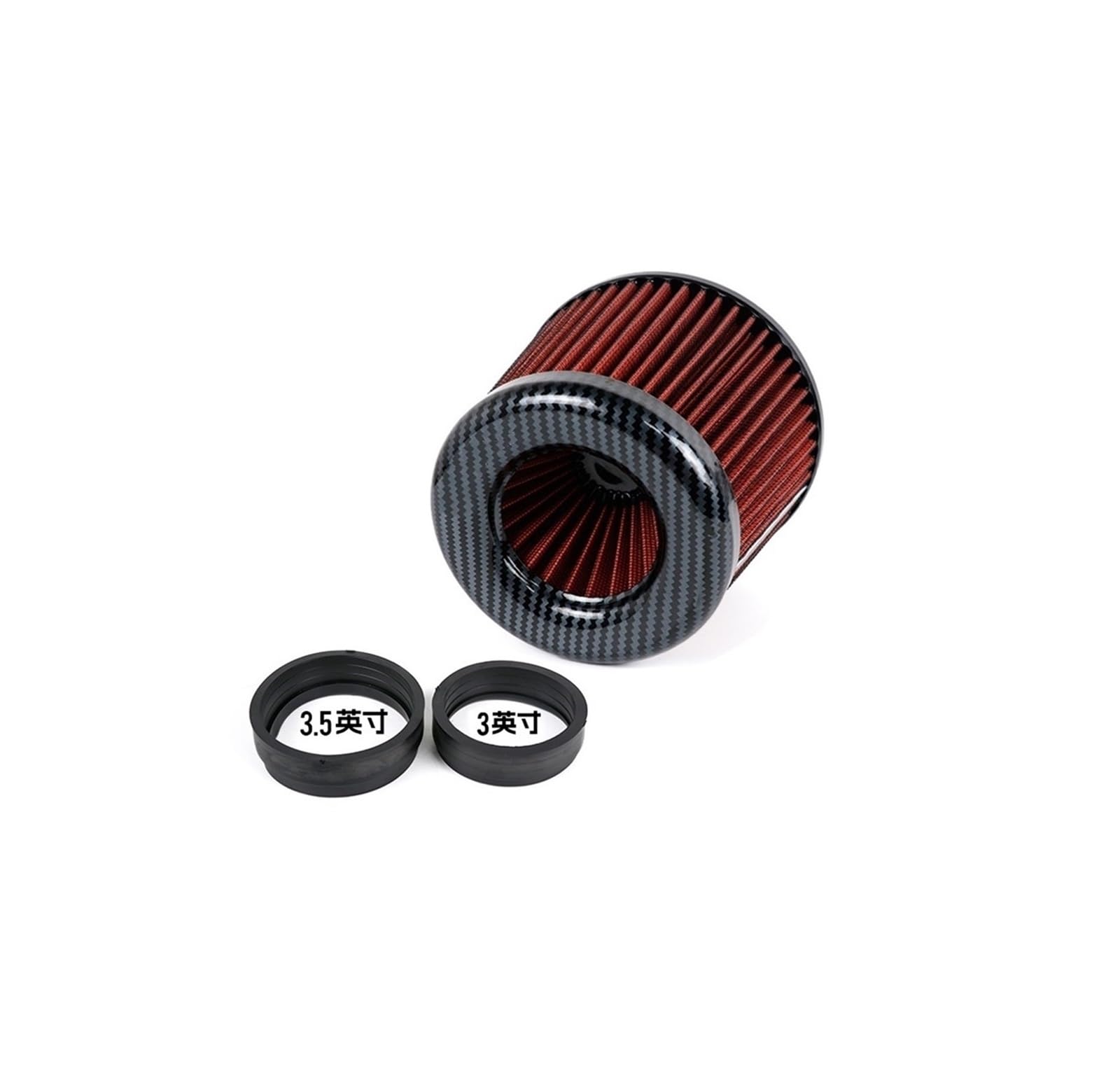 Filtr powietrza silnika 4/3,5/3 cala Carbon Look Fit For Style Super Power Filtr powietrza High Flow Calibre Czyścik dolotu Głowica grzybkowa(K101 Red)