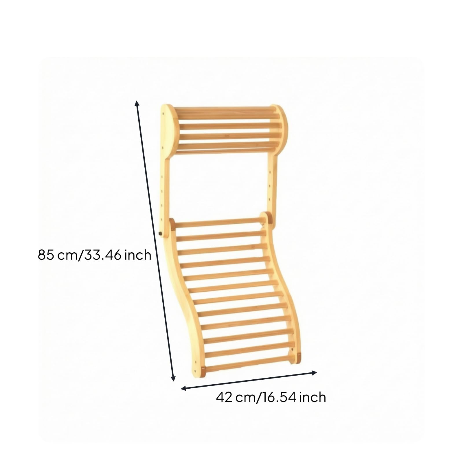 Baoblaze Schienale Ergonomico con Poggiatesta Pieghevole Schienale Ergonomico Regolabile Poggiatesta in Legno per Sauna, Spa