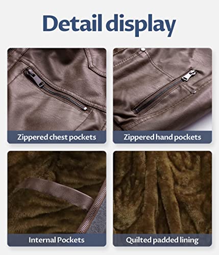 Image of Boy's Faux Leather Jacket Windproof Warm Winter Coat Kids Bomber Outerwear Waterproof PU Motorcycle Jacket