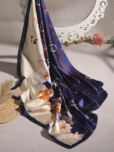Image of Printed Poly Silken feel Scarf Stole for Women | Stylish, Soft, & Lightweight | Satin Feel Neck Scarf, Hair Scarf, Head Scarf for Women