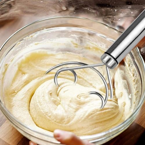 Image of BEYOND BASIC Multifunctional Effortless Stainless Steel Dough Mixer with Hanging Hole Durable Time-Saving Mixing Stick Baking Tools Egg Beater for Home Kitchen Baking Accessories 1 Pcs