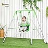 Outsunny Columpio Infantil de Acero Columpio para Niños de 6-36 Meses con Respaldo y Cinturón de Seguridad Columpio para Interiores y Exteriores Carga Máx. 25 kg 122x146x122 cm Verde #1