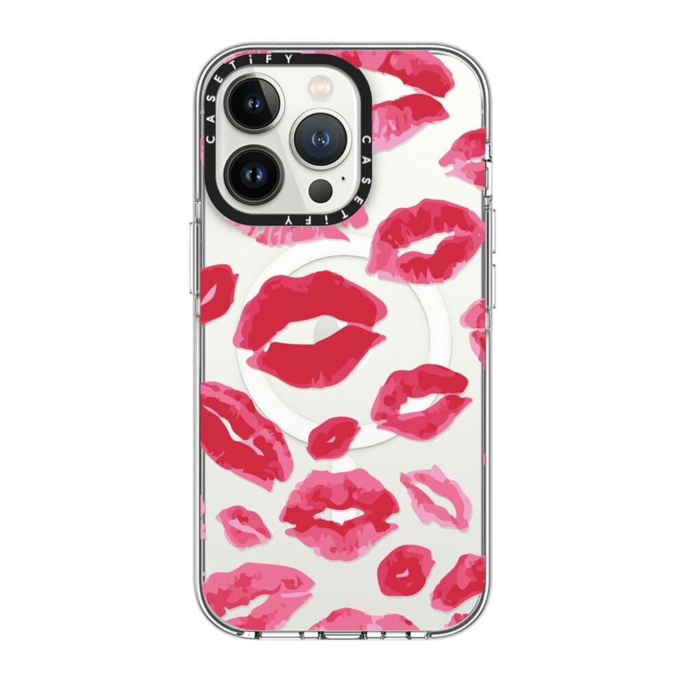 CASETiFY Custodia trasparente per iPhone 13 Pro, non ingiallisce, protezione da cadute da 2 m, compatibile con Magsafe, con rossetto baci, trasparente