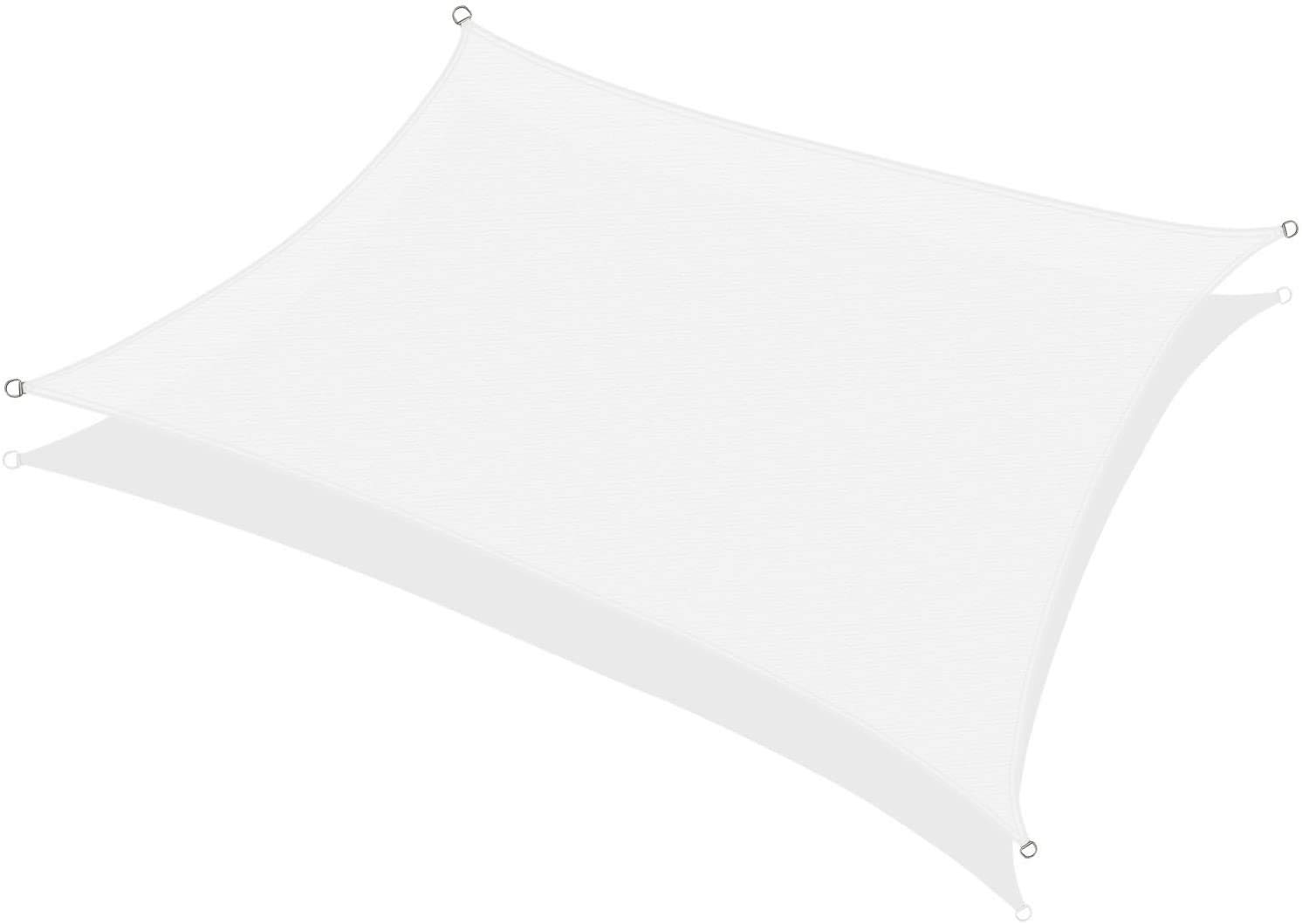 KHOMO GEARRectangular Sun Shade Sail 12 x 16 Ft UV Block Fabric - White