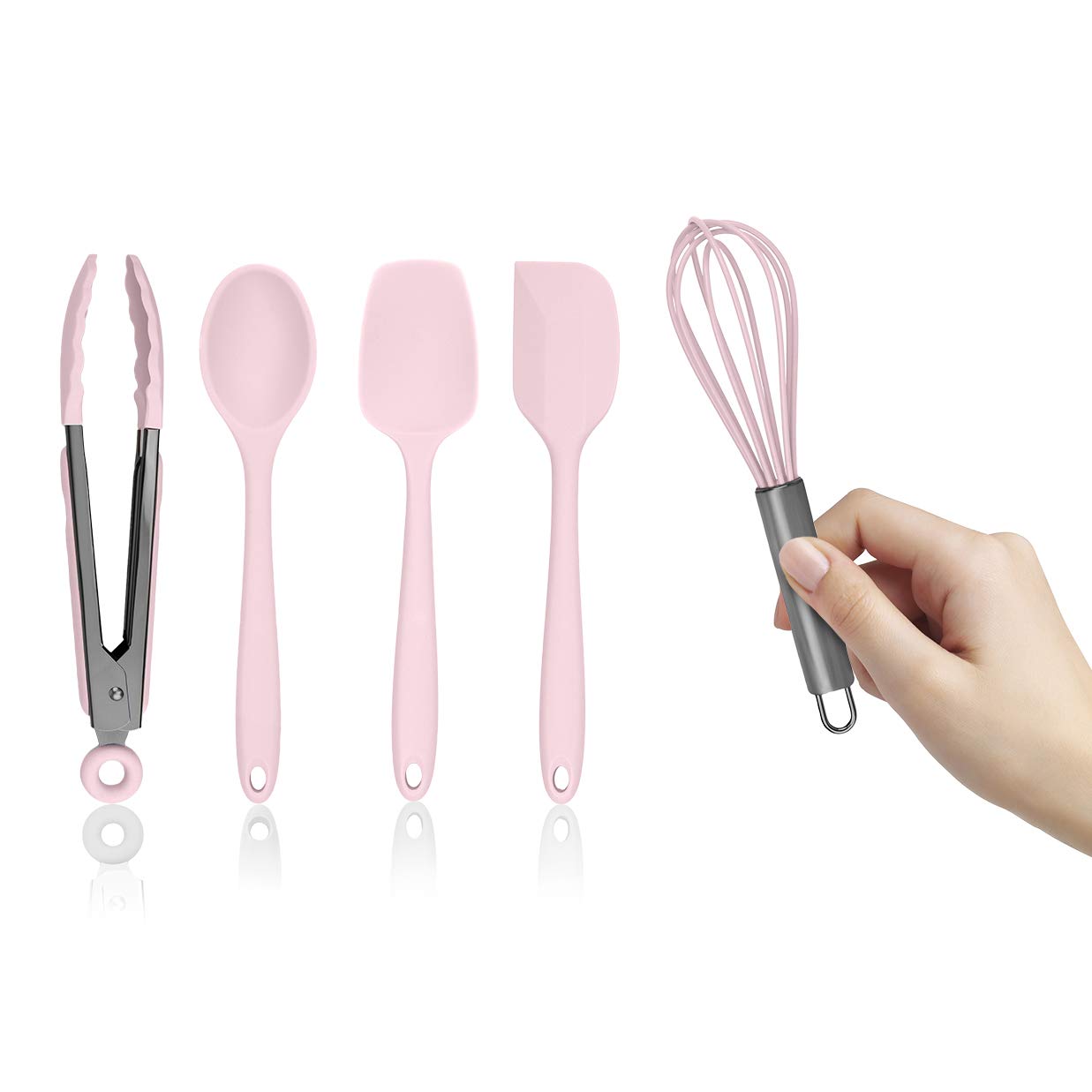 Country KitchenSet of Five Gunmetal Silicone MINI Kitchen Utensil Set Pink