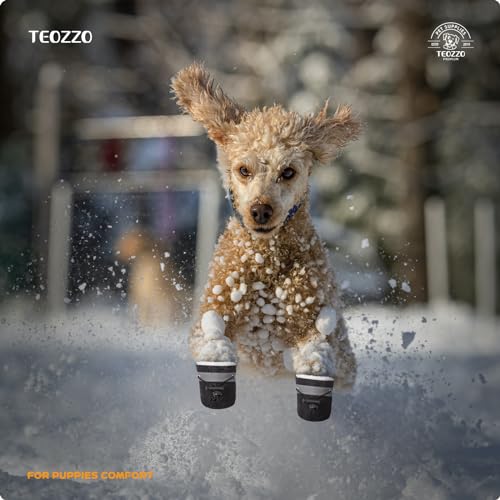 Teozzo Dog Boots Dog Snow Boots For Winter Dogs Boots & Paw Protector Warm Dog Booties For Puppy With Reflective Strip Dog Shoes For Small Medium Size Dogs 4Pcs Black Size5 thumb #1